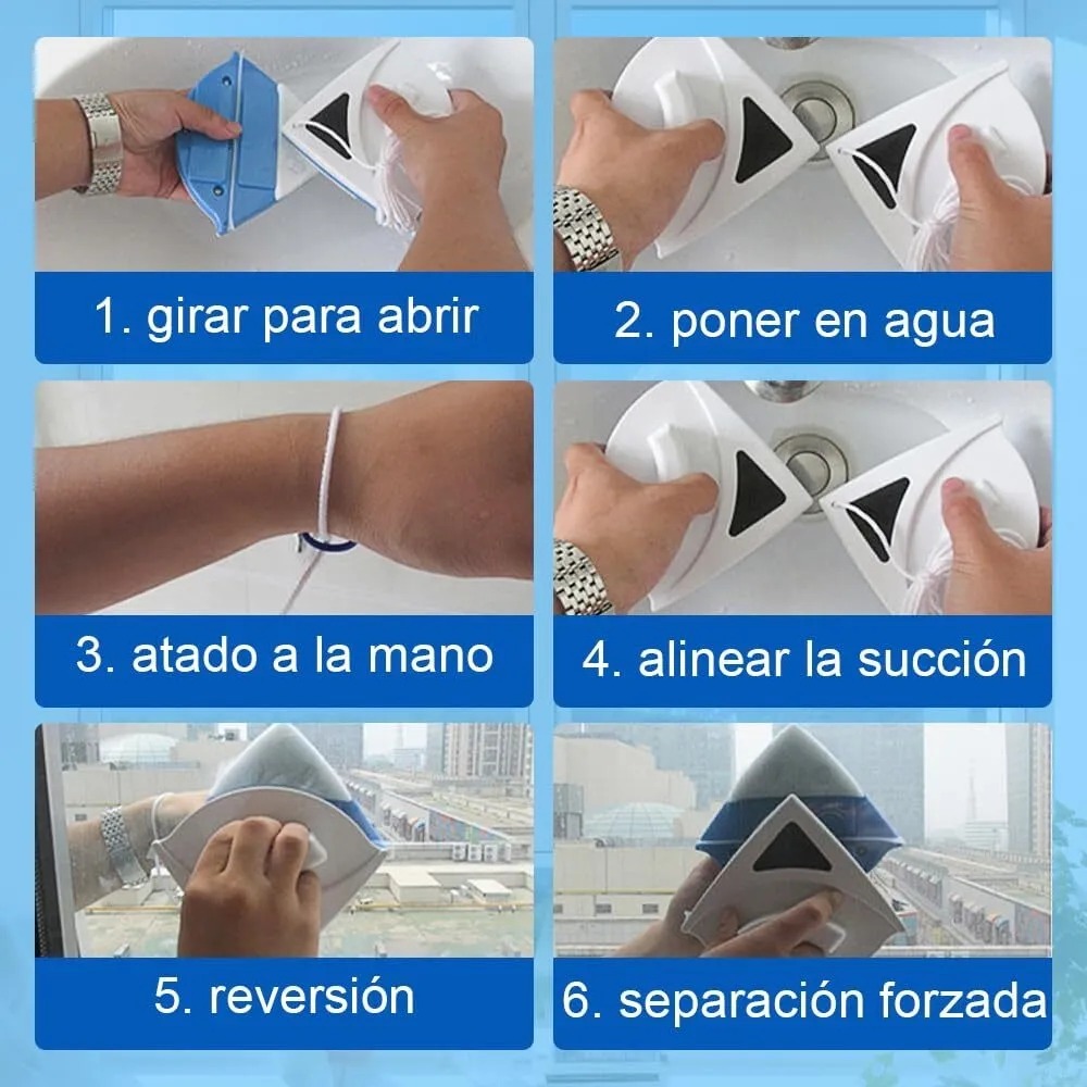 LIMPIA VIDRIOS MAGNETICO IMANTADO TRIANGULAR PARA VENTANAS DE POCO ACCESO - Imagen 2
